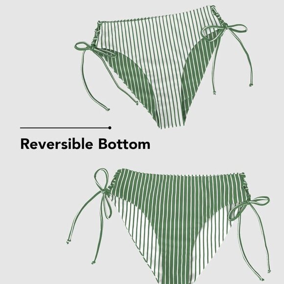 New Women's Reversible Bikini Set Green XL - Picture 2 of 6